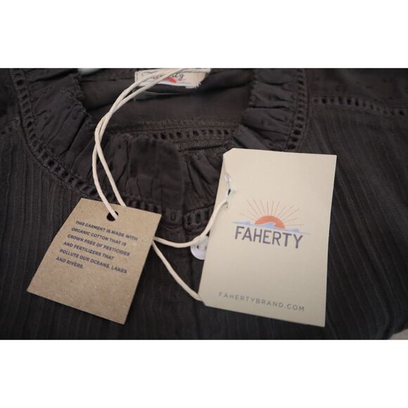 FAHERTY WTC0001 Women's Sz S Faded Black Willa Button Front Peasant Blouse - Picture 4 of 16
